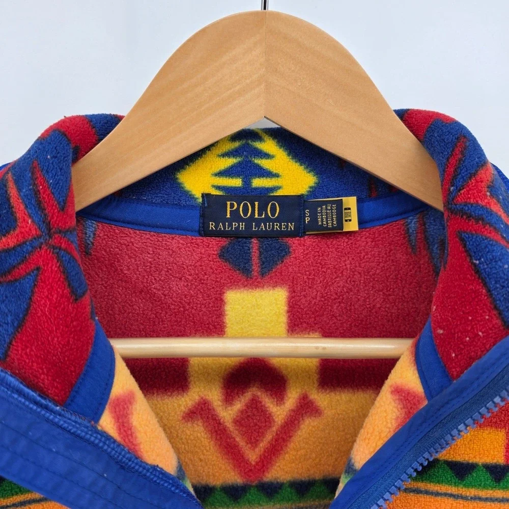 Polo Ralph Lauren Sportsman Southwestern Aztec Fleece Quarter Zip Pullover S